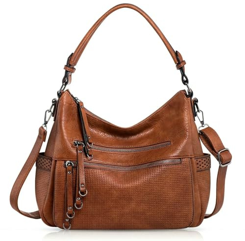 Dam retro PU-läder axelväska, ledig crossbody väska, Brun