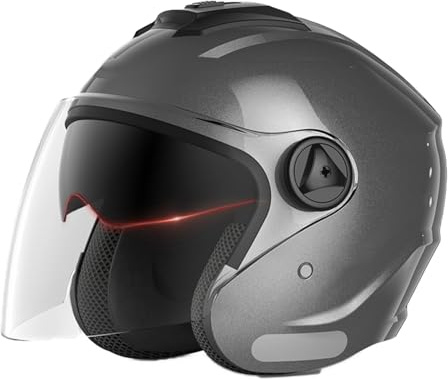 Frcychri Casco Aperto Moto Mezzo, Casco Moto 3/4 Casco Moto con Visiera, ECE/DOT Certification Vintage Caschi Moto Scooter, per Adulti Uomini Donne G,Medium