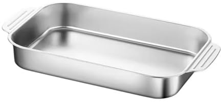 Gatuida Thick Stainless Steel Baking Pan Rectangular Roasting Tray for Oven and Induction Cooktops Nonstick Capacity Roaster for Turkey Cake and Grill Easy Clean Bakeware for Family Meals