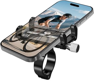 Yeeloca Soporte Movil Bicicleta de Aleación de Aluminio, Soporte Movil Moto Anti Vibración, Accesorios Bicicleta Montaña Compatibles con iPhone, Motorola, Xiaomi, Samsung, Huawei y Otros Dispositivos