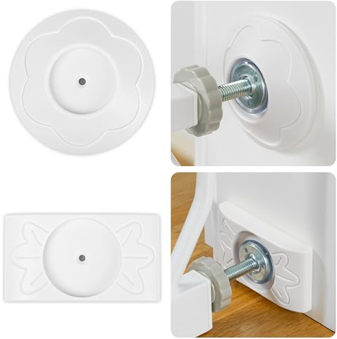 IB STYLE Lot de 4 Patins Muraux – Protection Murale pour barrière de sécurité bébé et escalier, Anti-dérapant, sans perçage, protège Murs Contre Marques et Rayures, Fixation Stable Universelle, Blanc