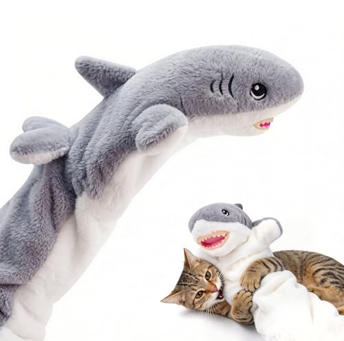 Catails Cat Wrestling Glove Toy with Protective Sleeve and Hidden Pocket, Interactive Cat Toy Puppet that Satisfies Hunting Instincts, Relieves Boredom & Burns Energy for Indoor Cats, Shark