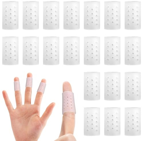20 Pcs Silicone Finger Protectors with Breathable Holes,Reusable Anti Skin Picking Fingertip Protection for Cracked Hands & Hangnails
