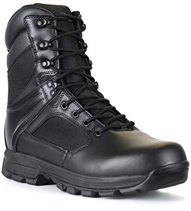 LA Police Gear Sector 8 Side-Zip Duty Boot, Men's Tactical Boots, Black Boots for Men - 10.5-Standard