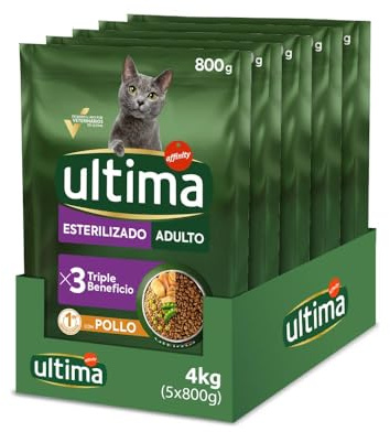 Ultima Cibo per Gatti Sterilizzati con Pollo: Confezione da 5 x 800g - Totale: 4kg