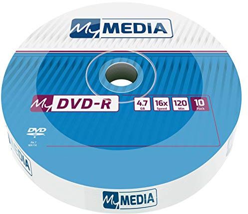 MyMedia DVD‑R 16x 4.7GB, 10er Pack Spindel, DVD Rohlinge beschreibbar, 16-fache Brenngeschwindigkeit & Lange Lebensdauer, DVD-R rewritable, DVD leer, Leere DVD