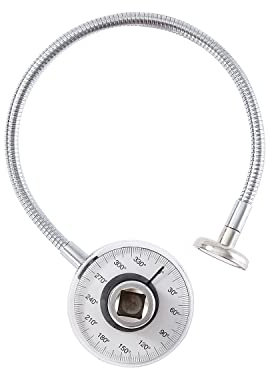 TOPWAY Jauge d'Angle de Couple 1/2, Clé Dynamométrique à Angle d'Entraînement Réglable à 360 Degrés avec Bras Flexible de 14 pour la Réparation Automobile, Mécanisme Magnétique