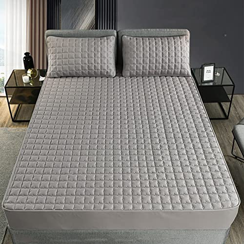 YUDEYU Spannbettuch grau Gewaschene Baumwolle Stoff Tagesdecke Matratzenschoner Topper(48x74 cm/Pillowcase x 2)