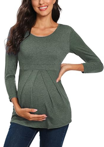 Love2Mi Camicia premaman da donna, con maniche a 3/4, bella ed elegante, S