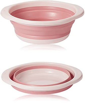 ASFINS bassine retractable, bassine pliable, bol à vaisselle rond pliable moyen multifonctionnel, bol pliable portable peu encombrant pour laver les légumes, la vaisselle, sous-vêtement (Rose)