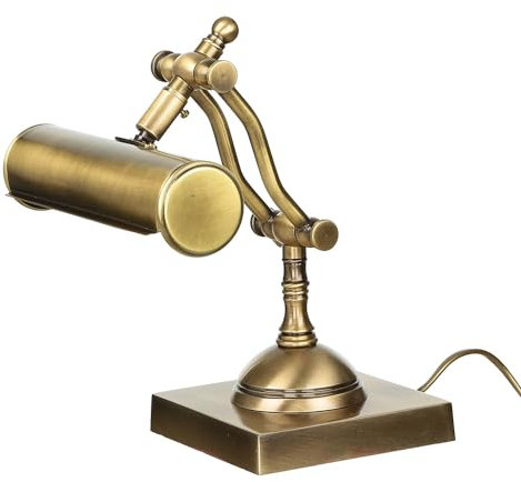 Massive Messing Tischleuchte Bankerlampe bronziert antik matt Premium E14 H26cm verstellbar für Arbeitszimmer Wohnzimmer Klavier Leuchte Tischlampe