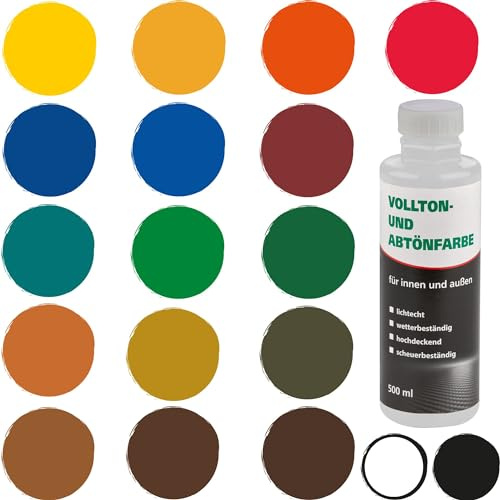BODENMEISTER Abtönfarbe Vollton-Farbe 500 ml, Mischfarbe für Wandfarbe innen und außen, 18 weiß weiss 914