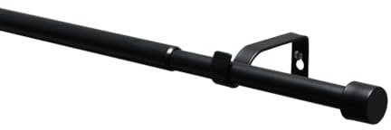 GARDINIA Juego de Barra de Cortina KOS Cap, Extensible, Juego Completo con Soportes, Tapas, Material de fijación, Longitud 120-210 cm, diámetro 19/16 mm, Metal, Negro Mate
