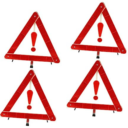JECOMPRIS Warndreiecke 4 Stück Zusammenklappbares Auto-Warnzeichen Tüv Geprüft 2024 Reflektierendes Kfz-Warndreieck Für Straßenbau Pannenhilfe Fahrzeugwartung