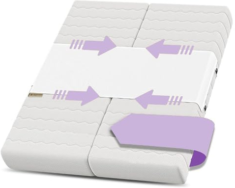 Liebesbrücke für Matratzen 230x50cm,Matratzenkeil Kombinieren Sie Zwei Matratzen zu Einem Bequemen Doppelbett,Extra Langer Matratzenbrückke mit Befestigungsgürtel Und Metallknöpfe,Einstellbar,Weiß