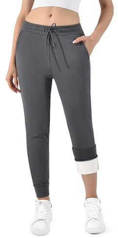 Ipletix Pantalon thermique pour femme - Pantalon thermique doublé en polaire avec 2 poches - Pantalon de jogging épais et chaud avec cordon de serrage - Pantalon d'hiver épais pour les loisirs, la gym