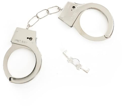 Esposas de metal con llaves, accesorio de disfraz realista para adultos, policía, prisioneros, policías y ladrones, disfraces de Halloween y fiesta