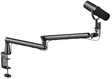 Bras de microphone de bureau | Pince d'absorption des chocs réglable – Support de microphone, pour musique, chant, studio, contenu de bureau, podcasting, ordinateur