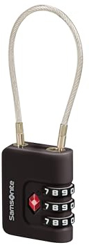 Samsonite TA Revolution - Cadenas à Câble TSA avec Combinaison à 3 Chiffres, Cadenas de Bagage Sécurisé pour Valises & Sacs, Noir