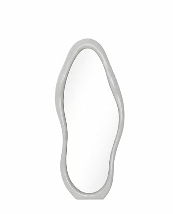 Baroni Home Specchio da Parete Design con Cornice Ondulata in Plastica Grigio, Specchio Decorativo Moderno per Soggiorno, Bagno, Camera e Ingresso, 33,5x75 cm Piccolo