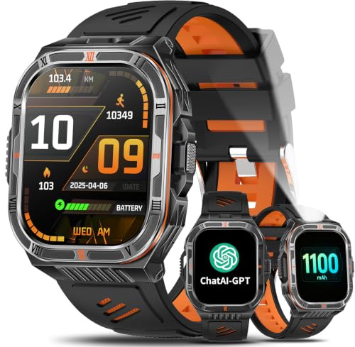 Smartwatch Uomo Militare 1000mAh Batteria/AI-GPT, 2,01 Orologio Fitness