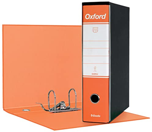 Esselte OXFORD G85 Registratore con Custodia, con Meccanismo a Leva N.1 in Formato Protocollo (23x33cm) con Dorso da 8 cm, Arancione, Conf.da 6 pezzi, 390785200