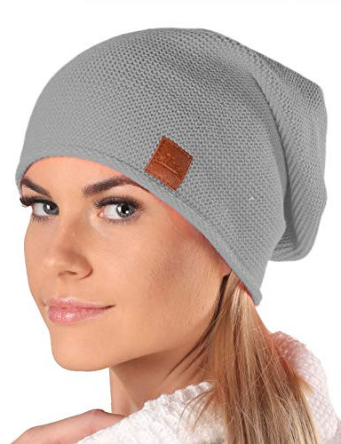 Mikos*Mütze Damen Beanie Frühling Strickmützen für Damen Chemo Damenmütze in Vielen Farben Stilvolle und Bequeme Kopfbedeckung für Sommer Long Slouch Beanie mit hohem Tragecomfort (699)(Grau)