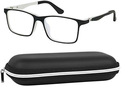 Kids Computer Glasses, Blue Light Blocking Filter-For Video Games, Tablets, Kindle Screen, Electronic Devices Protects Against Eyestrain For Boys and Girls-Black and White FrameCase Included