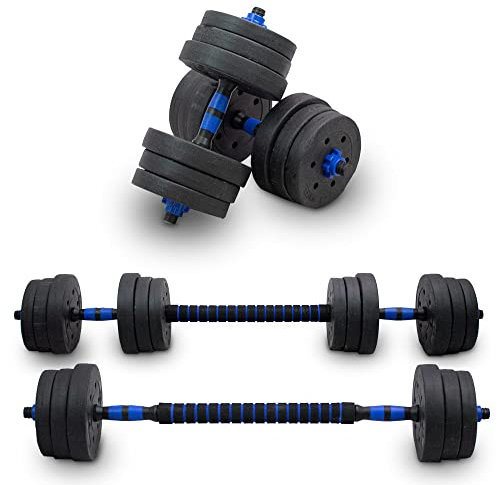 Lacestone 2in1 Hantelset Kurzhantel Langhantel Set Hanteln Krafttraining Gewichte Dumbbells 20KG
