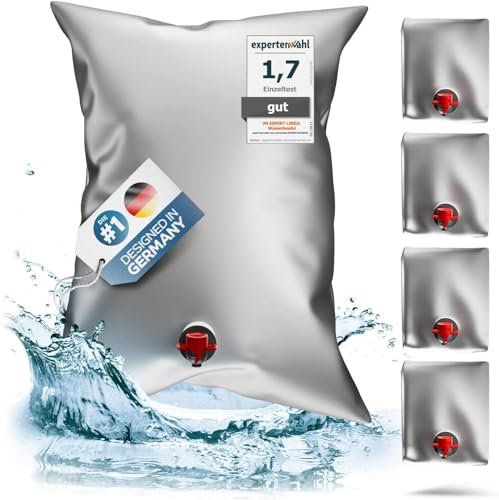 JM EXPERT LINE® Reißfestes Wasserbeutel-Set 5x30 Liter - 20% mehr Volumen für Trinkwasser-Notvorrat - 100% Auslaufsicherer, BPA-frei Wasserbehälter - Notfall Wassersack für Lange Wasseraufbewahrung