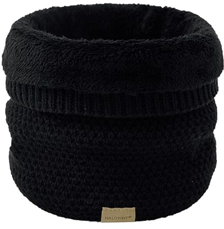JFAN Écharpe Tricotée En Croix Douce Doublée Écharpe Chaude Coupe-vent D'hiver(noir,Taille unique)