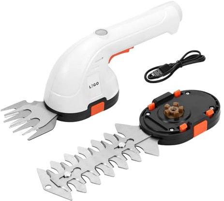 LIGO 3.6V Cordless Grass Shear with USB Recharger, 1500mAH Battery Powered, 100mm Length for Shrub Blade, 70mm Width for Grass Blade (X-1)
