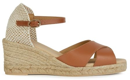 Geox Sandalo da donna D Gelsa Low A Wedge, cognac, 37 EU