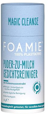 Foamie Gesichtsreinigungspuder Magic Cleanse, Vegane Gesichtspflege mit Kokosnussextrakt, Gesichtsreinigung für Make Up und Skincare, Powder zu Reinigungsmilch, Reise Gadget Bad