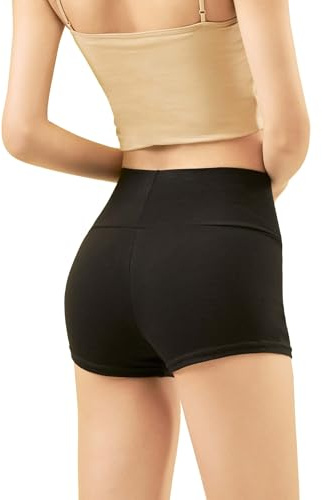 Daydance Hight Waist Black Women Dance Shorts for Yoga, Workout, Ballet, Cotto Hot Pants for Cheerleader