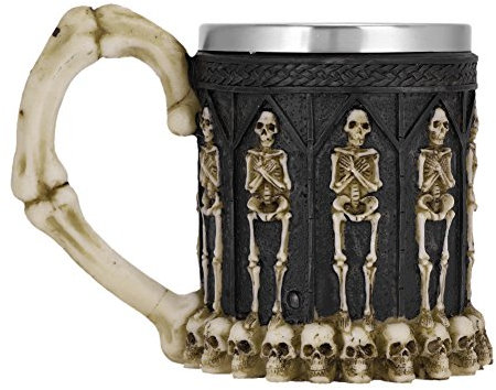 Skull Coffee Mug Stainless Steel Skull Warrior Tankard Viking Skull Beer Cup Skeleton Resin Wine Mug Medieval Skull Drinkware Wineglasses Gothic Tea Drinking Cup for Halloween Christmas Birthday Gift