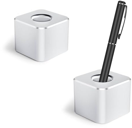 Betinyar 2 Stück Stifthalter, einzelner Stifthalter, Stiftehalter Basis für Schreibtisch, Stift-Organizer, Schreibtischzubehör, Zahnbürstenständer für Büro, Zuhause (Silber)