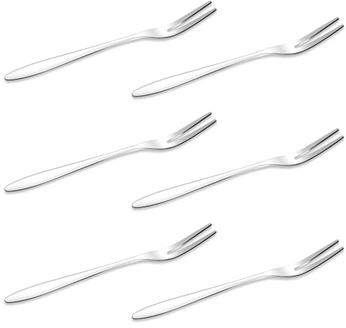 6 PCS Small Forks, Dessert Fruit Oyster 304 Stainless Steel Mirror Polished Mini Forks for Appetizers Salad Portable Cocktail Fork Escargot Seafood Fork for Appetizer Fruit Cake Dessert Crab Salad