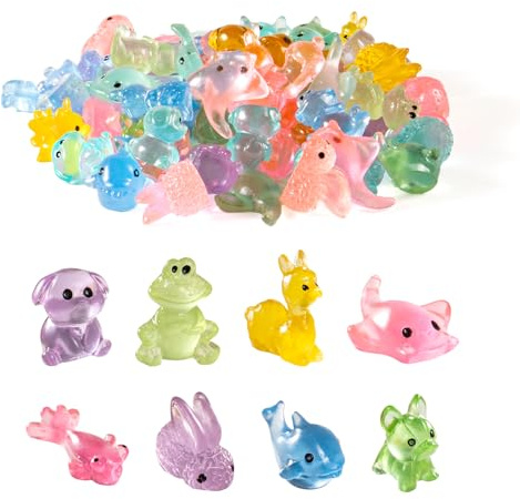 86 PCS Resin Animals, 6 Styles Mini Animals, Mini Ducks, Glow In The Dark Ducks, Rabbit Turtle Mushroom Unicorn Duck Snail, Aquarium Toy Garden Miniature DIY Decoration Landscape Craft