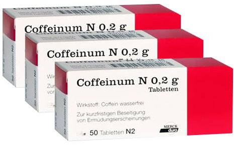 Coffeinum N 0,2 g Tabletten – Koffeintabletten gegen Ermüdungserscheinungen, 200mg Koffein hochdosiert und teilbar – Apothekenprodukt (3x 50St)