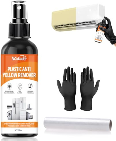 NoxGule Kunststoffreiniger Vergilbung, Kunststoffreiniger Fensterrahmen Weiß, Kunststofffenster Reiniger, Entfernt Vergilbung, Geeignet für Klimaanlagen, Waschmaschinen und Kühlschränke (100 ml)