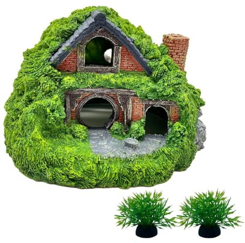 XinYangMao Maison Hobbit pour Aquarium - Décoration avec Trou pour Cachette à Poissons Betta et Reptiles - Ornement pour Aquarium et Terrarium
