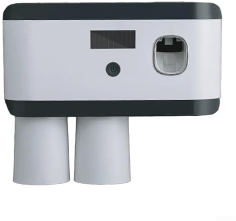 Soporte de cepillo de dientes recargable montado en la pared con desinfectante UV y dispensador de pasta de dientes para mostradores de baño limpios e higiénicos (negro)