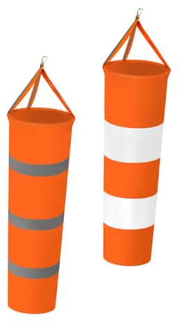 Hohopeti 2 Mangas de Viento Fluorescentes para Exteriores 80 Cm, Bolsa Reflectante de Oxford Reforzado, Colores Surtidos Naranja y Crema, para Jardín, Terraza y Medición de Color Aleatorio