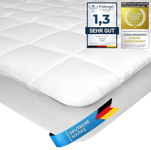 Feluna Mikrofaser Matratzen-Topper gepolsterter Matratzen-Auflage - Matratzenschoner Unterbett Microfaser-Polyester-Schoner mit Soft-Touch; 160 x 200 cm