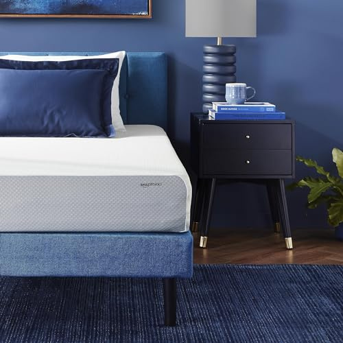 Amazon Basics Memory Foam Mattress, Soft Plush Feel, Breathable, Contours to Body, 8 Inch, Twin, White/Grey