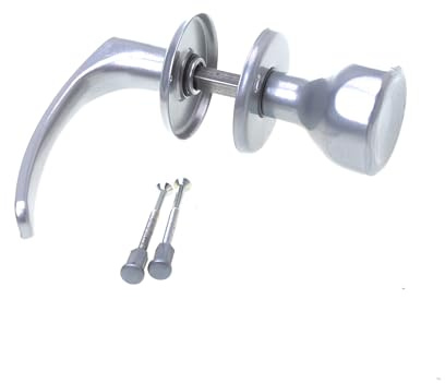 Aqbau® Türknopf mit Türdrücker Silber – Metall pulverbeschichtet, 8 mm Vierkantstift, Rosette Ø55 mm, Griffteil 110 mm, für Holztüren