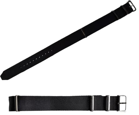 12mm 14mm 16mm 18mm 20mm 22mm One-Piece Nylon Watch Straps - Military Wristwatch Straps - Stainless Steel Buckles - Waterproof, Washable (Black, 14mm)