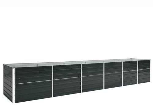 WIFESE Fioriera rialzata da balcone, in metallo, 480 x 80 x 77 cm, per giardino, antracite