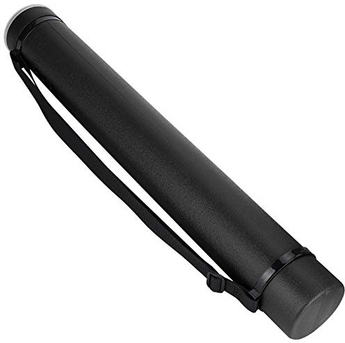 Rollo de póster telescópico, 63 – 108 cm, con longitud y correa ajustable para fotos, póster y papel rotafolio, Negro, Maletín